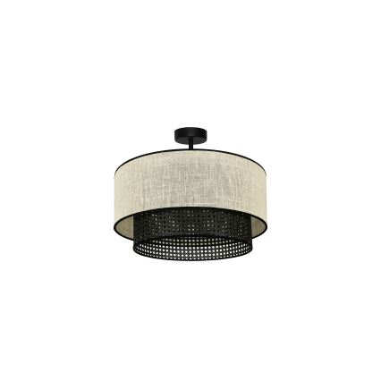 Duolla - Ytmonterad ljuskrona RATTAN YUTE 1xE27/15W/230V diameter 45 cm grädde/svart