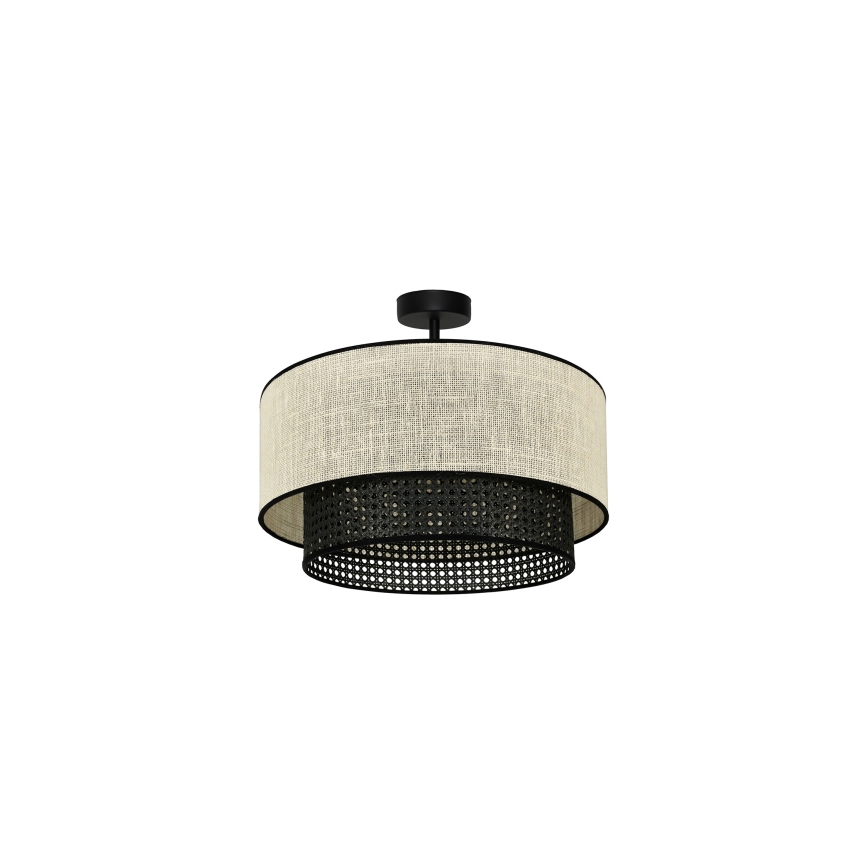 Duolla - Ytmonterad ljuskrona RATTAN YUTE 1xE27/15W/230V diameter 45 cm grädde/svart