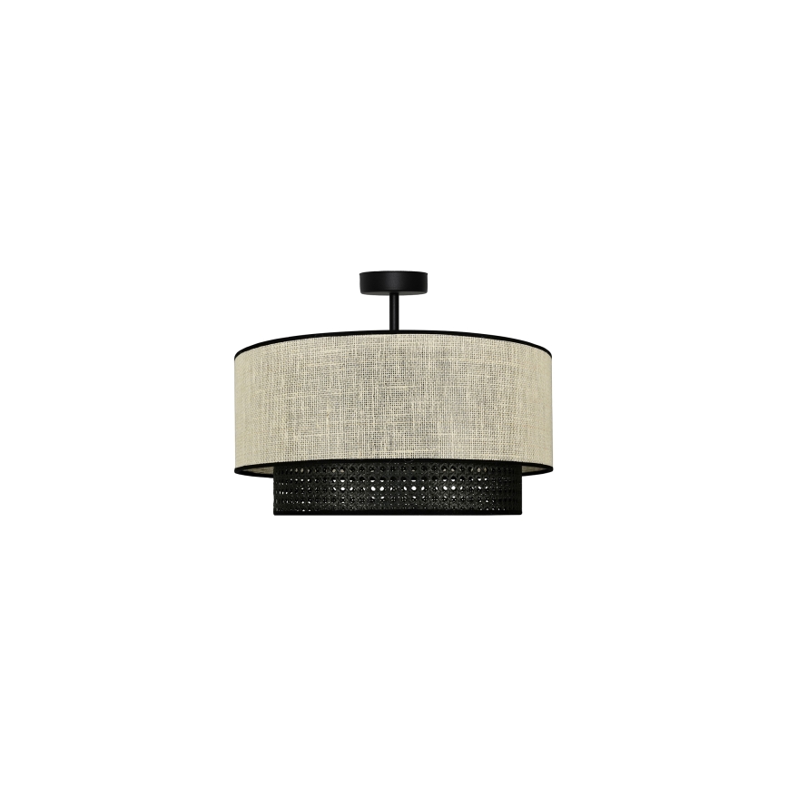 Duolla - Ytmonterad ljuskrona RATTAN YUTE 1xE27/15W/230V diameter 45 cm grädde/svart