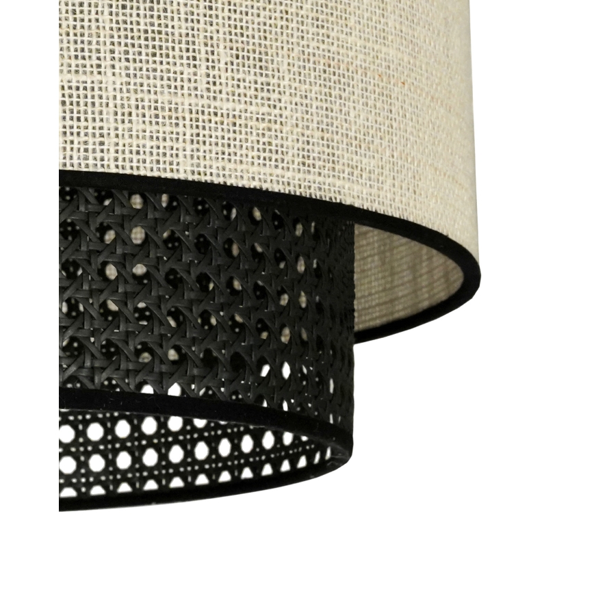 Duolla - Ytmonterad ljuskrona RATTAN YUTE 1xE27/15W/230V diameter 45 cm grädde/svart