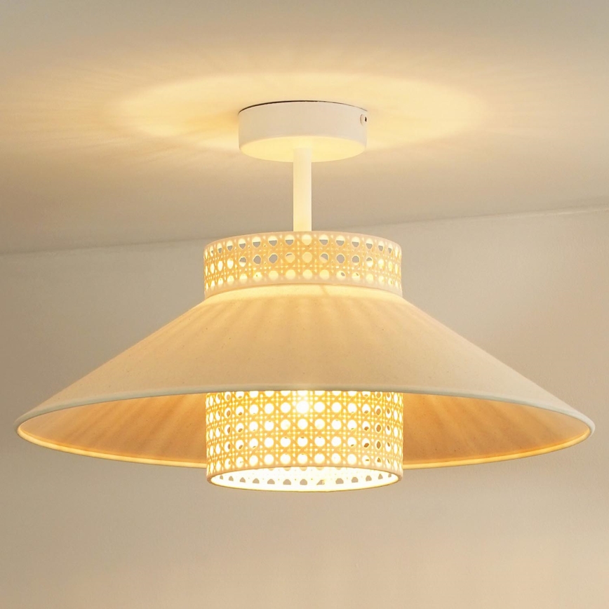 Duolla - Ytmonterad ljuskrona RIO RATTAN 1xE27/15W/230V diameter 45 cm beige/rotting