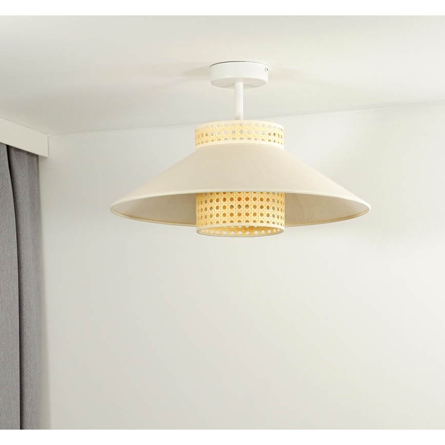 Duolla - Ytmonterad ljuskrona RIO RATTAN 1xE27/15W/230V diameter 45 cm beige/rotting