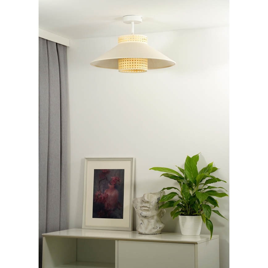Duolla - Ytmonterad ljuskrona RIO RATTAN 1xE27/15W/230V diameter 45 cm beige/rotting