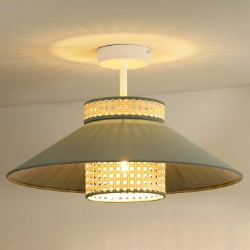 Duolla - Ytmonterad ljuskrona RIO RATTAN 1xE27/15W/230V diameter 45 cm grön/rotting