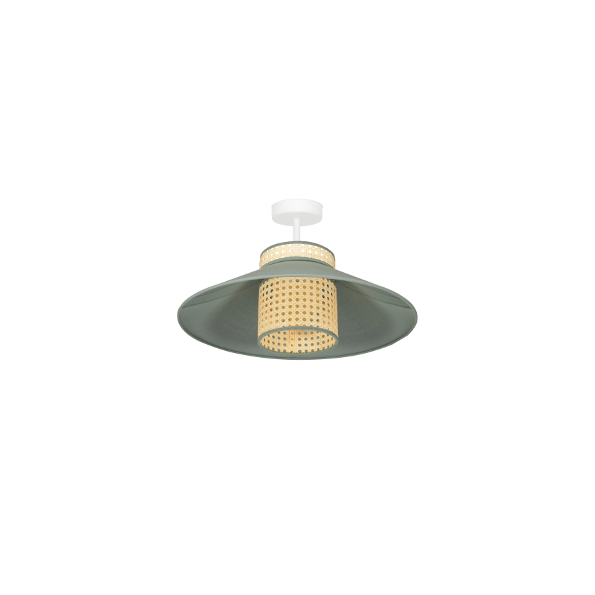 Duolla - Ytmonterad ljuskrona RIO RATTAN 1xE27/15W/230V diameter 45 cm grön/rotting