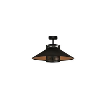 Duolla - Ytmonterad ljuskrona RIO RATTAN 1xE27/15W/230V diameter 45 cm svart/guld