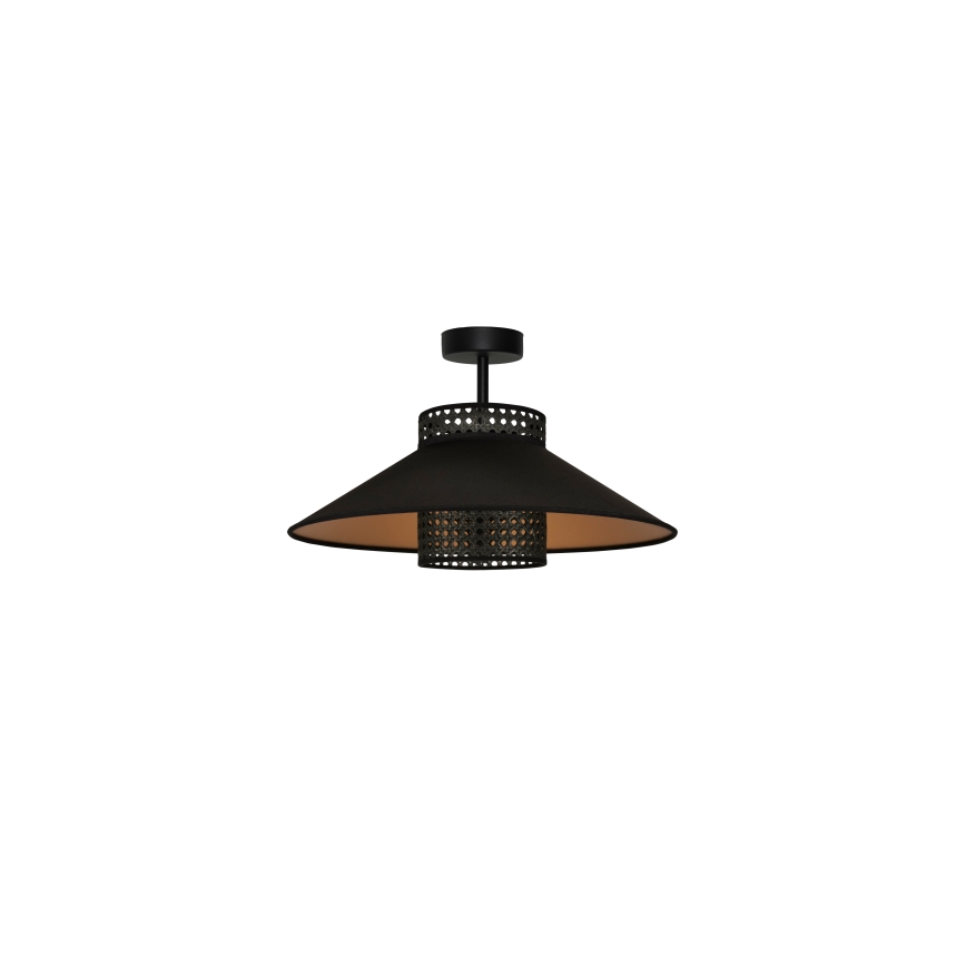 Duolla - Ytmonterad ljuskrona RIO RATTAN 1xE27/15W/230V diameter 45 cm svart/guld