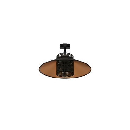 Duolla - Ytmonterad ljuskrona RIO RATTAN 1xE27/15W/230V diameter 45 cm svart/guld