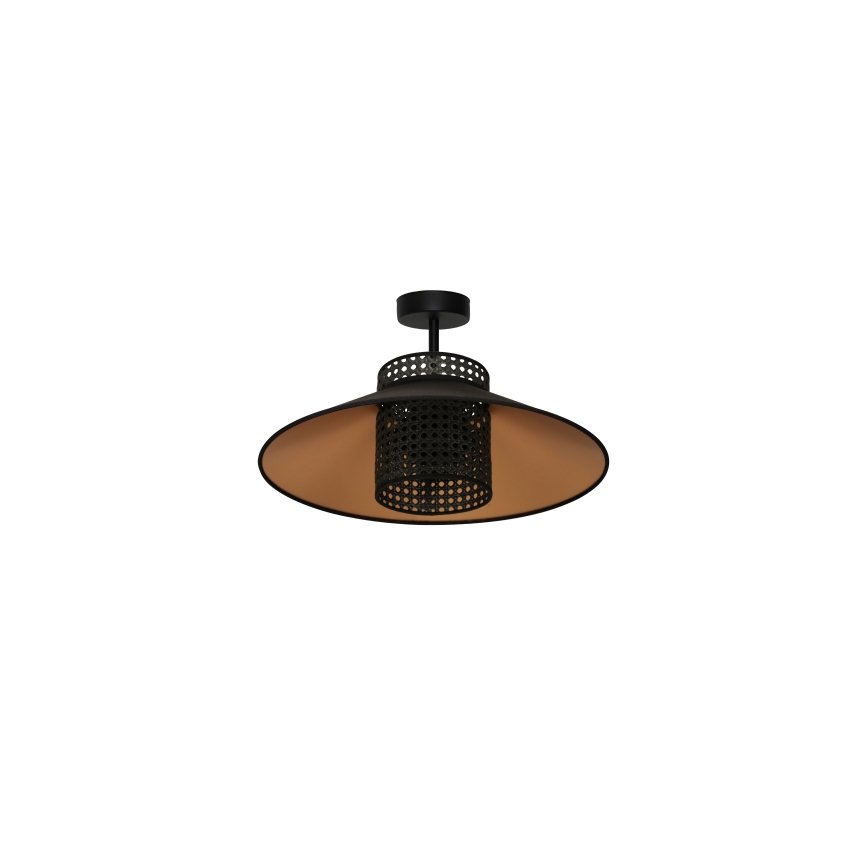 Duolla - Ytmonterad ljuskrona RIO RATTAN 1xE27/15W/230V diameter 45 cm svart/guld