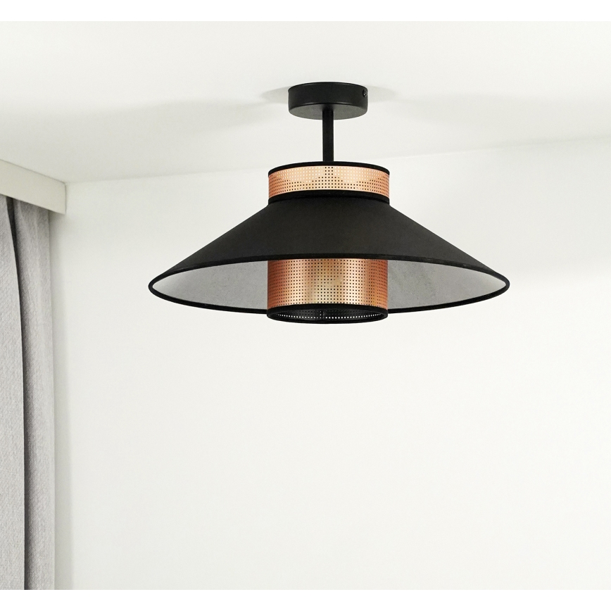 Duolla - Ytmonterad ljuskrona RIO SHINY 1xE27/15W/230V diameter 45 cm svart/koppar