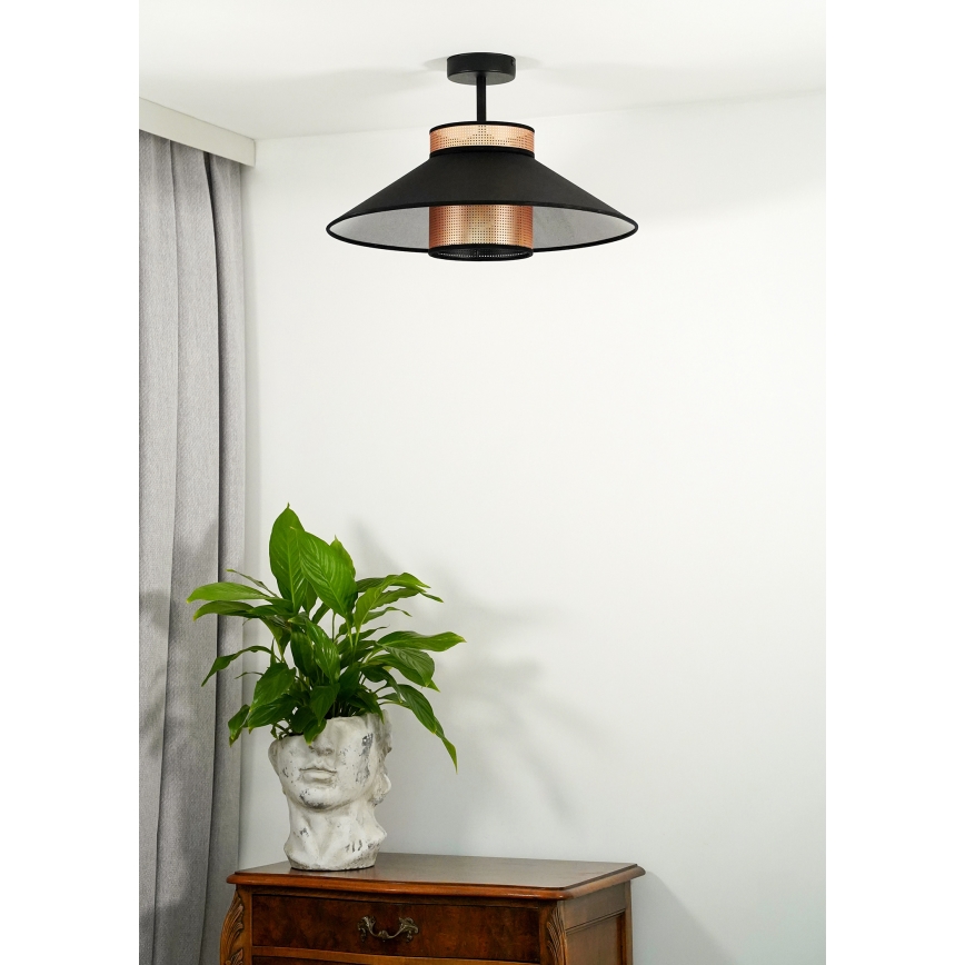 Duolla - Ytmonterad ljuskrona RIO SHINY 1xE27/15W/230V diameter 45 cm svart/koppar