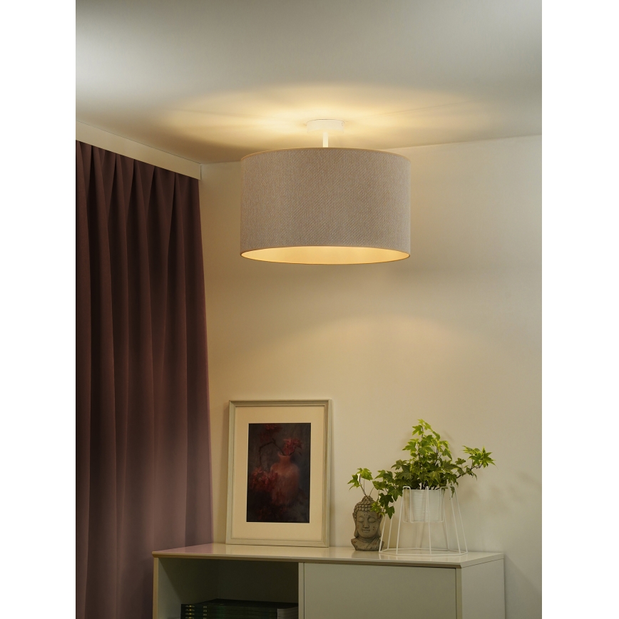 Duolla - Ytmonterad ljuskrona ROLLER ECO RECYCLING 1xE27/15W/230V diameter 45 cm grädde