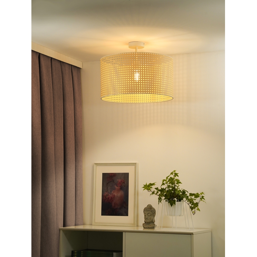 Duolla - Ytmonterad ljuskrona ROLLER RATTAN 1xE27/15W/230V diameter 45 cm beige