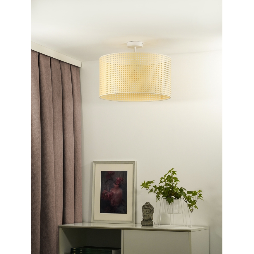 Duolla - Ytmonterad ljuskrona ROLLER RATTAN 1xE27/15W/230V diameter 45 cm beige