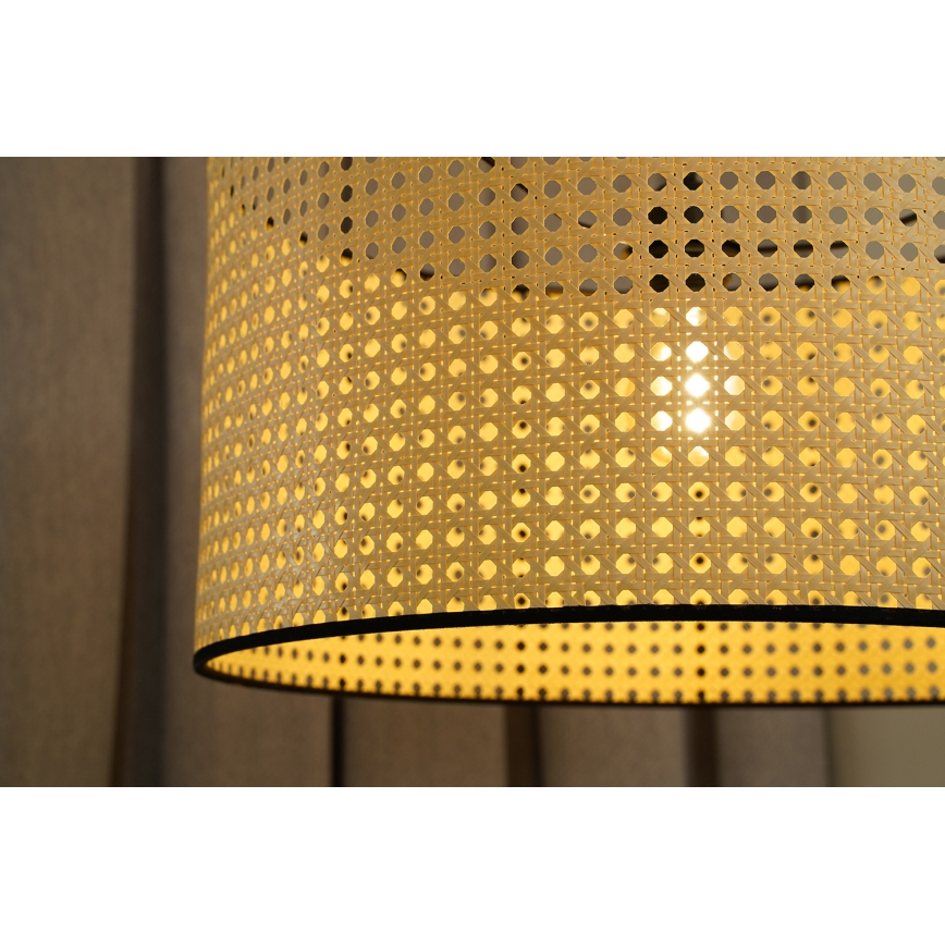 Duolla - Ytmonterad ljuskrona ROLLER RATTAN 1xE27/15W/230V diameter 45 cm beige/svart