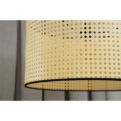 Duolla - Ytmonterad ljuskrona ROLLER RATTAN 1xE27/15W/230V diameter 45 cm beige/svart