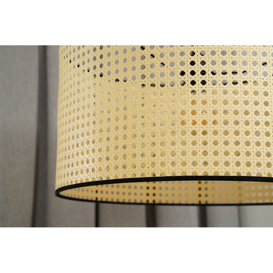 Duolla - Ytmonterad ljuskrona ROLLER RATTAN 1xE27/15W/230V diameter 45 cm beige/svart