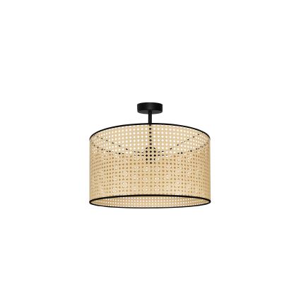 Duolla - Ytmonterad ljuskrona ROLLER RATTAN 1xE27/15W/230V diameter 45 cm beige/svart