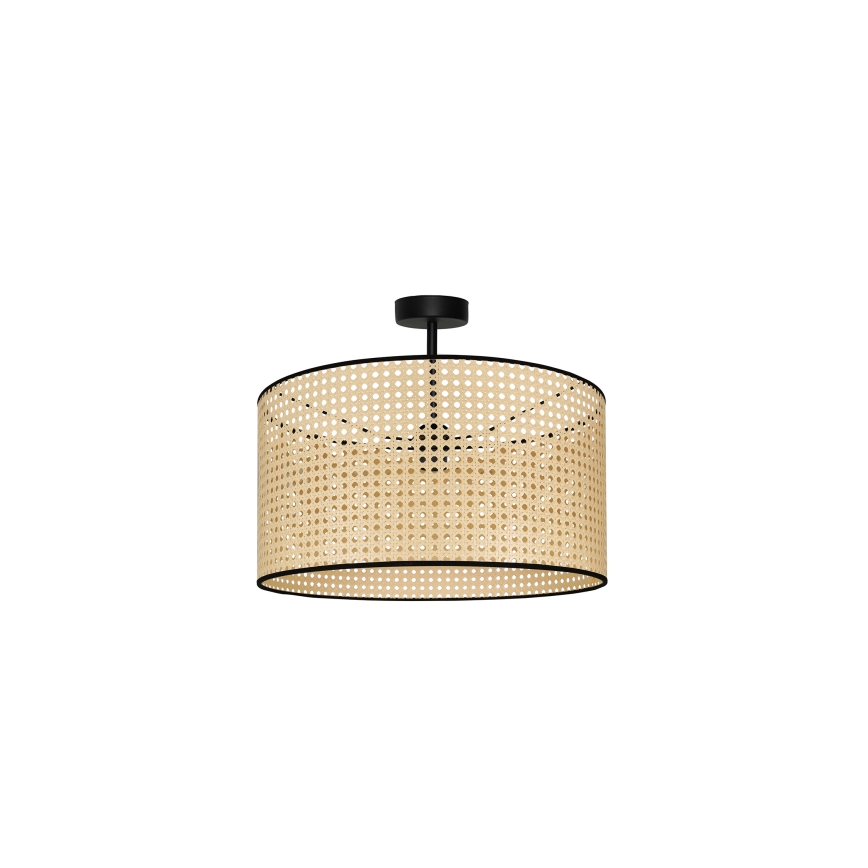 Duolla - Ytmonterad ljuskrona ROLLER RATTAN 1xE27/15W/230V diameter 45 cm beige/svart