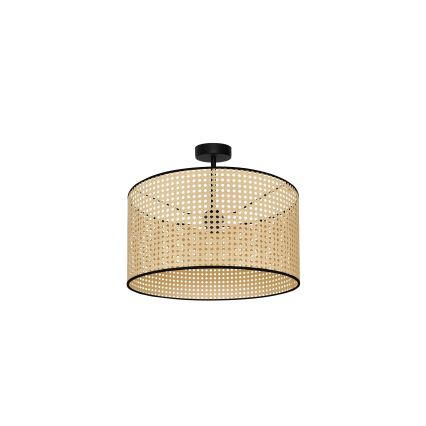 Duolla - Ytmonterad ljuskrona ROLLER RATTAN 1xE27/15W/230V diameter 45 cm beige/svart