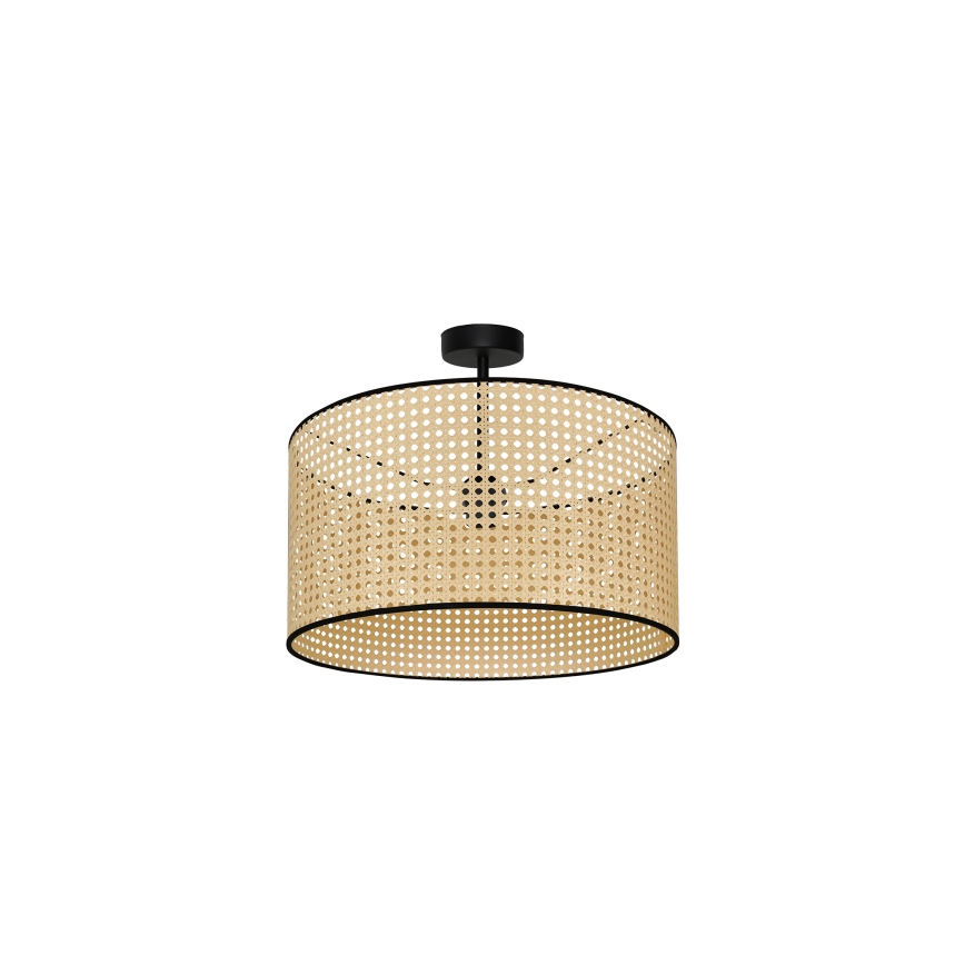 Duolla - Ytmonterad ljuskrona ROLLER RATTAN 1xE27/15W/230V diameter 45 cm beige/svart