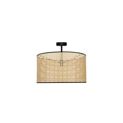 Duolla - Ytmonterad ljuskrona ROLLER RATTAN 1xE27/15W/230V diameter 45 cm beige/svart