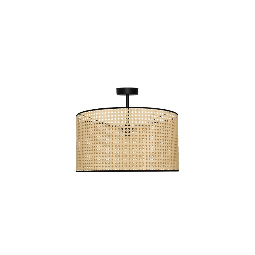 Duolla - Ytmonterad ljuskrona ROLLER RATTAN 1xE27/15W/230V diameter 45 cm beige/svart