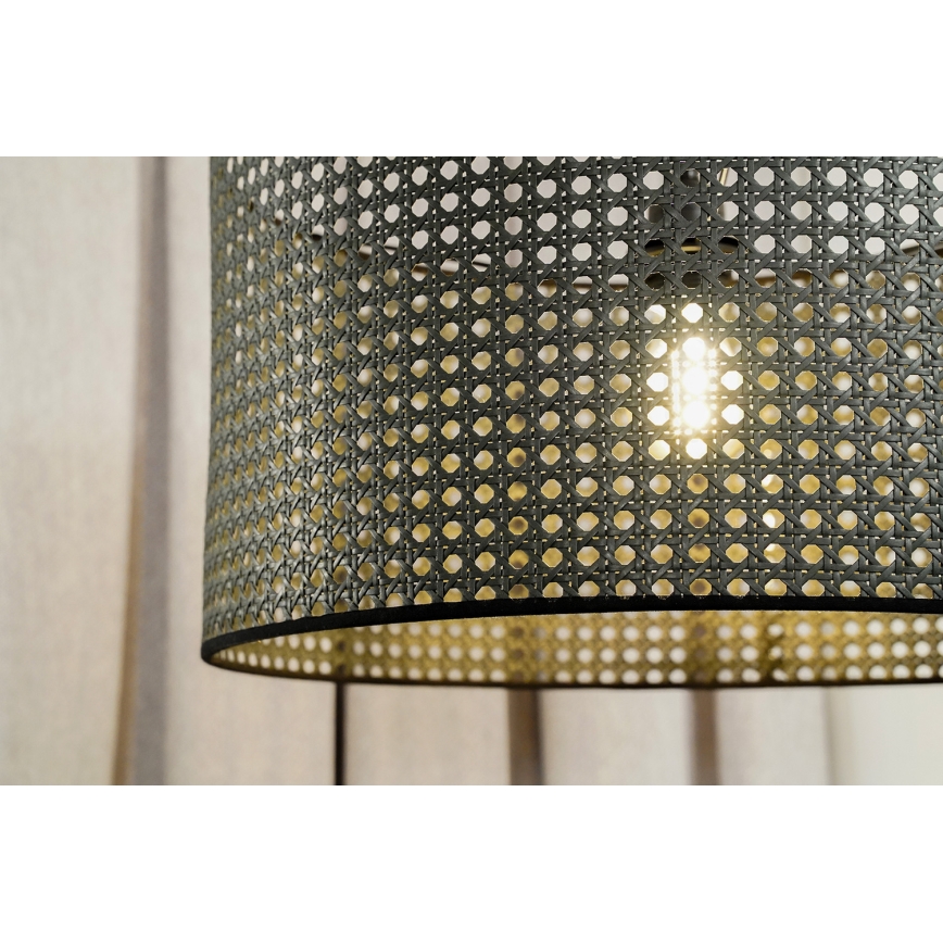 Duolla - Ytmonterad ljuskrona ROLLER RATTAN 1xE27/15W/230V diameter 45 cm svart