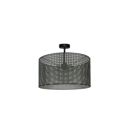 Duolla - Ytmonterad ljuskrona ROLLER RATTAN 1xE27/15W/230V diameter 45 cm svart