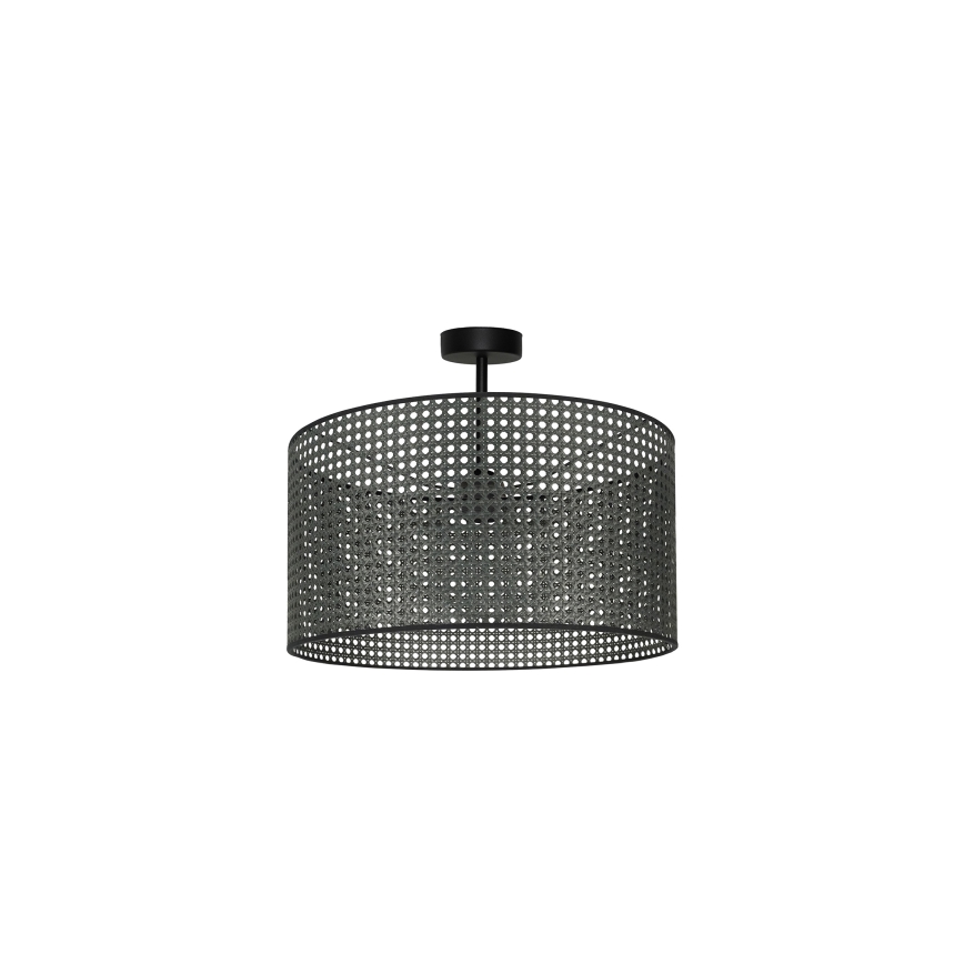 Duolla - Ytmonterad ljuskrona ROLLER RATTAN 1xE27/15W/230V diameter 45 cm svart