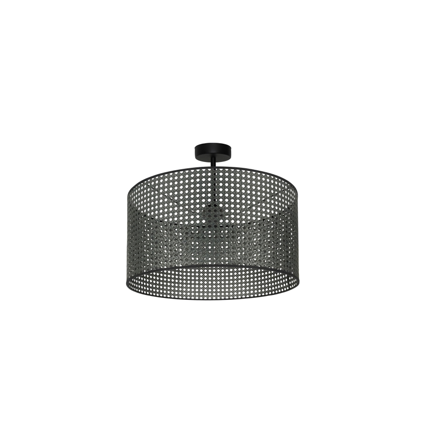 Duolla - Ytmonterad ljuskrona ROLLER RATTAN 1xE27/15W/230V diameter 45 cm svart
