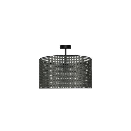 Duolla - Ytmonterad ljuskrona ROLLER RATTAN 1xE27/15W/230V diameter 45 cm svart