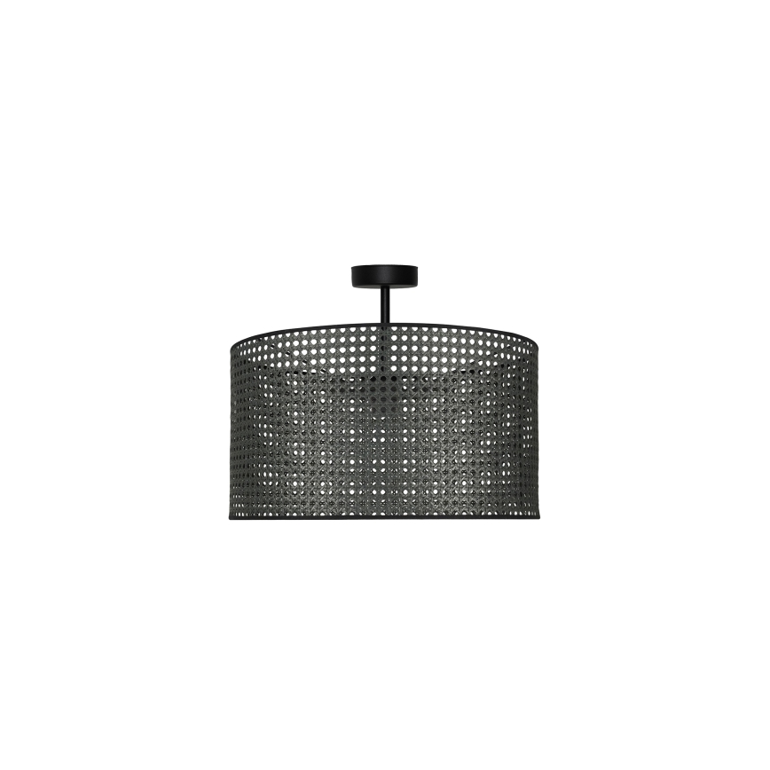 Duolla - Ytmonterad ljuskrona ROLLER RATTAN 1xE27/15W/230V diameter 45 cm svart