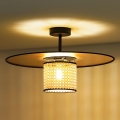 Duolla - Ytmonterad ljuskrona TOKYO RATTAN 1xE27/15W/230V diameter 50 cm guld/rotting