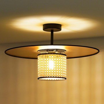 Duolla - Ytmonterad ljuskrona TOKYO RATTAN 1xE27/15W/230V diameter 50 cm guld/rotting