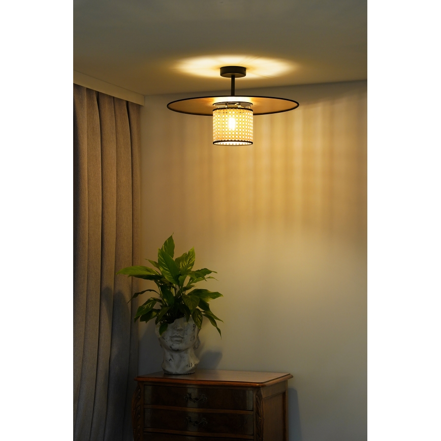 Duolla - Ytmonterad ljuskrona TOKYO RATTAN 1xE27/15W/230V diameter 50 cm guld/rotting