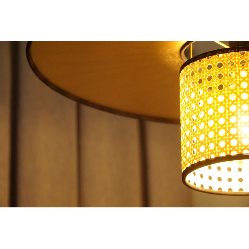 Duolla - Ytmonterad ljuskrona TOKYO RATTAN 1xE27/15W/230V diameter 50 cm guld/rotting