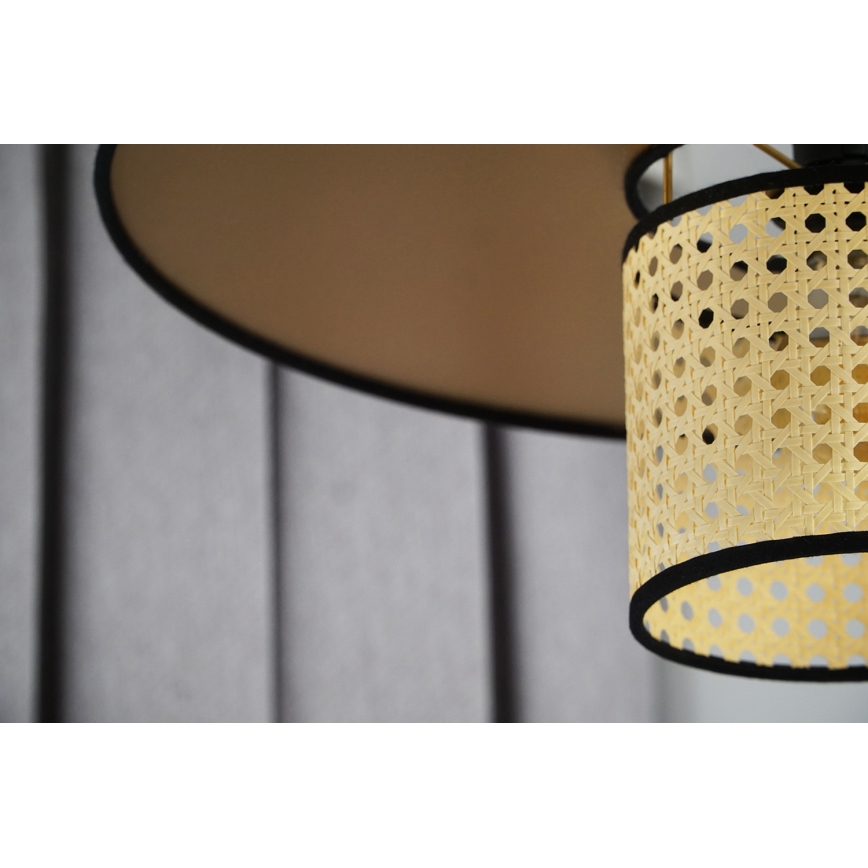 Duolla - Ytmonterad ljuskrona TOKYO RATTAN 1xE27/15W/230V diameter 50 cm guld/rotting