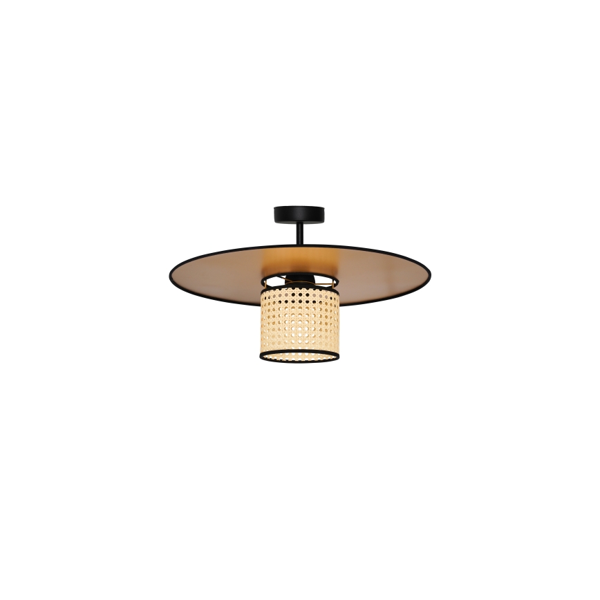 Duolla - Ytmonterad ljuskrona TOKYO RATTAN 1xE27/15W/230V diameter 50 cm guld/rotting