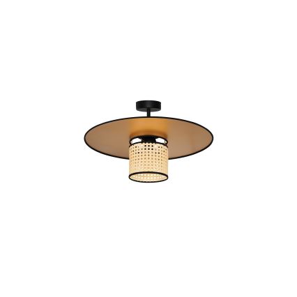 Duolla - Ytmonterad ljuskrona TOKYO RATTAN 1xE27/15W/230V diameter 50 cm guld/rotting