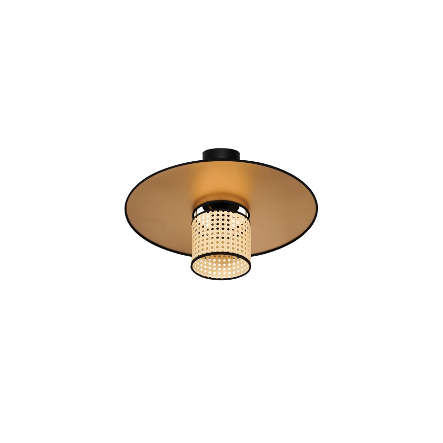 Duolla - Ytmonterad ljuskrona TOKYO RATTAN 1xE27/15W/230V diameter 50 cm guld/rotting
