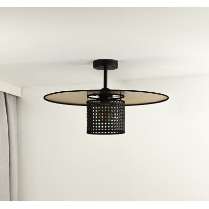 Duolla - Ytmonterad ljuskrona TOKYO RATTAN 1xE27/15W/230V diameter 50 cm guld/svart