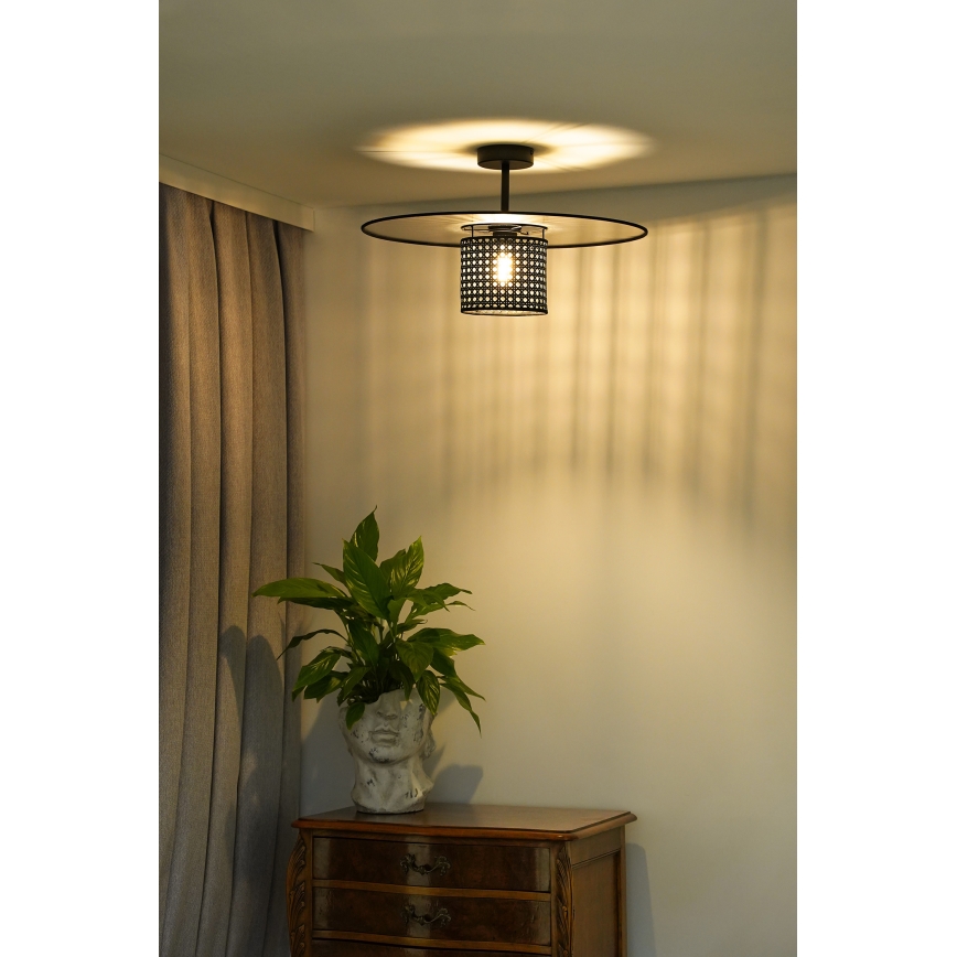 Duolla - Ytmonterad ljuskrona TOKYO RATTAN 1xE27/15W/230V diameter 50 cm svart/silver