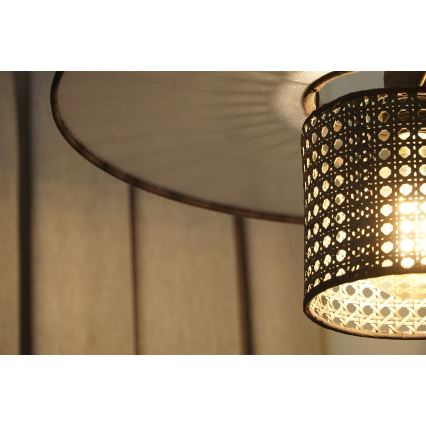 Duolla - Ytmonterad ljuskrona TOKYO RATTAN 1xE27/15W/230V diameter 50 cm svart/silver