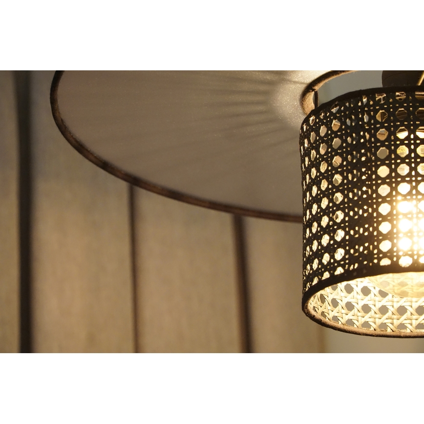 Duolla - Ytmonterad ljuskrona TOKYO RATTAN 1xE27/15W/230V diameter 50 cm svart/silver