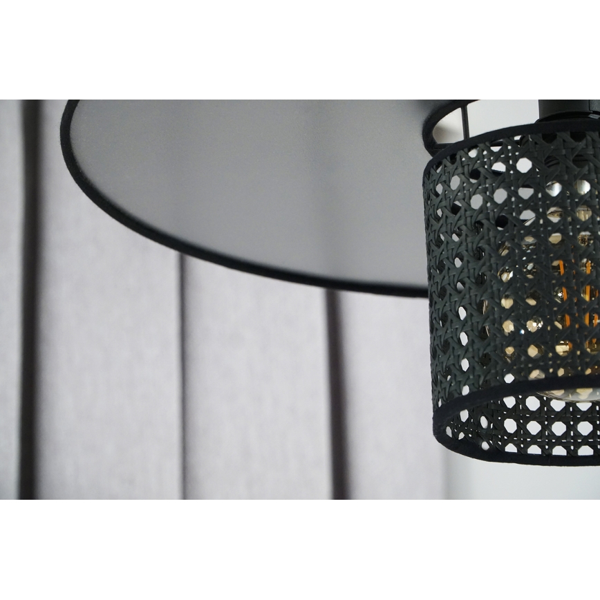 Duolla - Ytmonterad ljuskrona TOKYO RATTAN 1xE27/15W/230V diameter 50 cm svart/silver