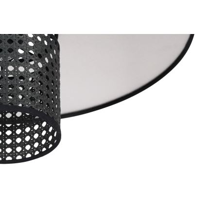 Duolla - Ytmonterad ljuskrona TOKYO RATTAN 1xE27/15W/230V diameter 50 cm svart/silver