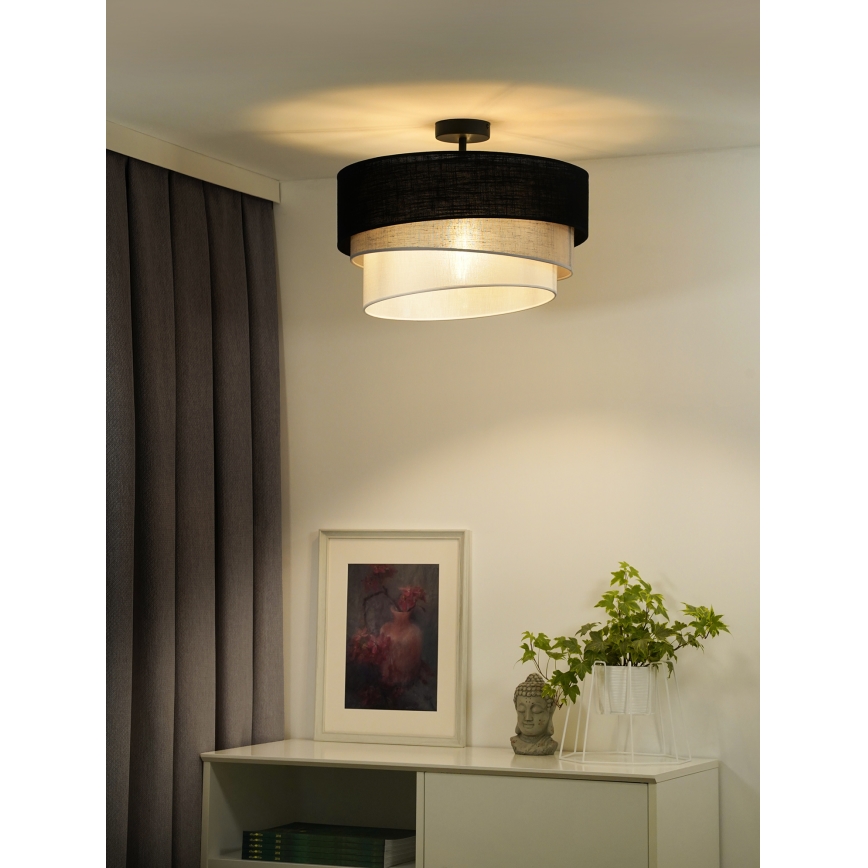 Duolla - Ytmonterad ljuskrona TRIO 1xE27/15W/230V diameter 45 cm svart/grå/vit