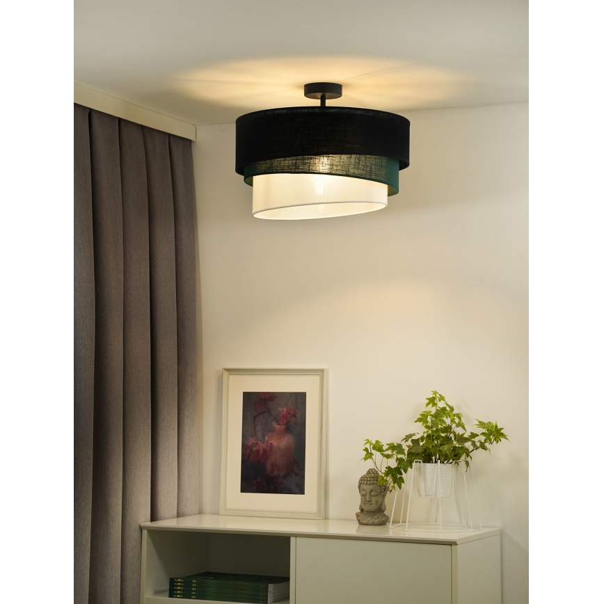 Duolla - Ytmonterad ljuskrona TRIO 1xE27/15W/230V diameter 45 cm svart/grön/vit