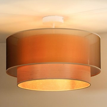 Duolla - Ytmonterad ljuskrona WOOD BOHO 1xE27/15W/230V diameter 45 cm koppar/beige